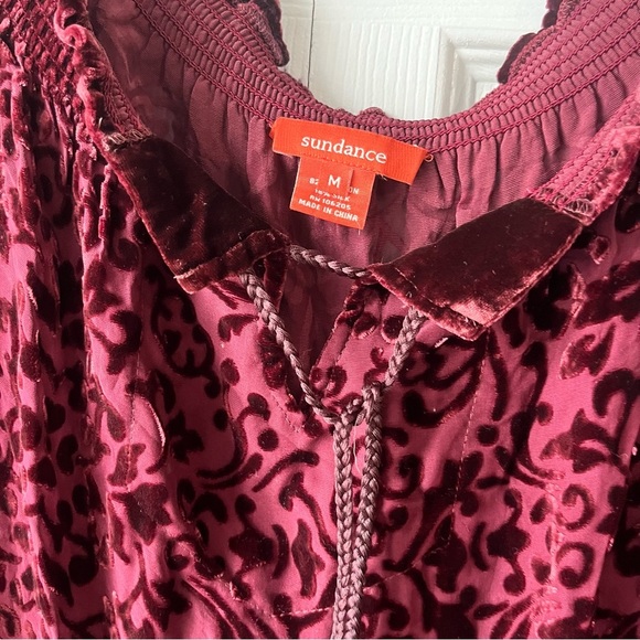 Sundance medium deep red sheer/velvet burnout tunic - Picture 2 of 3